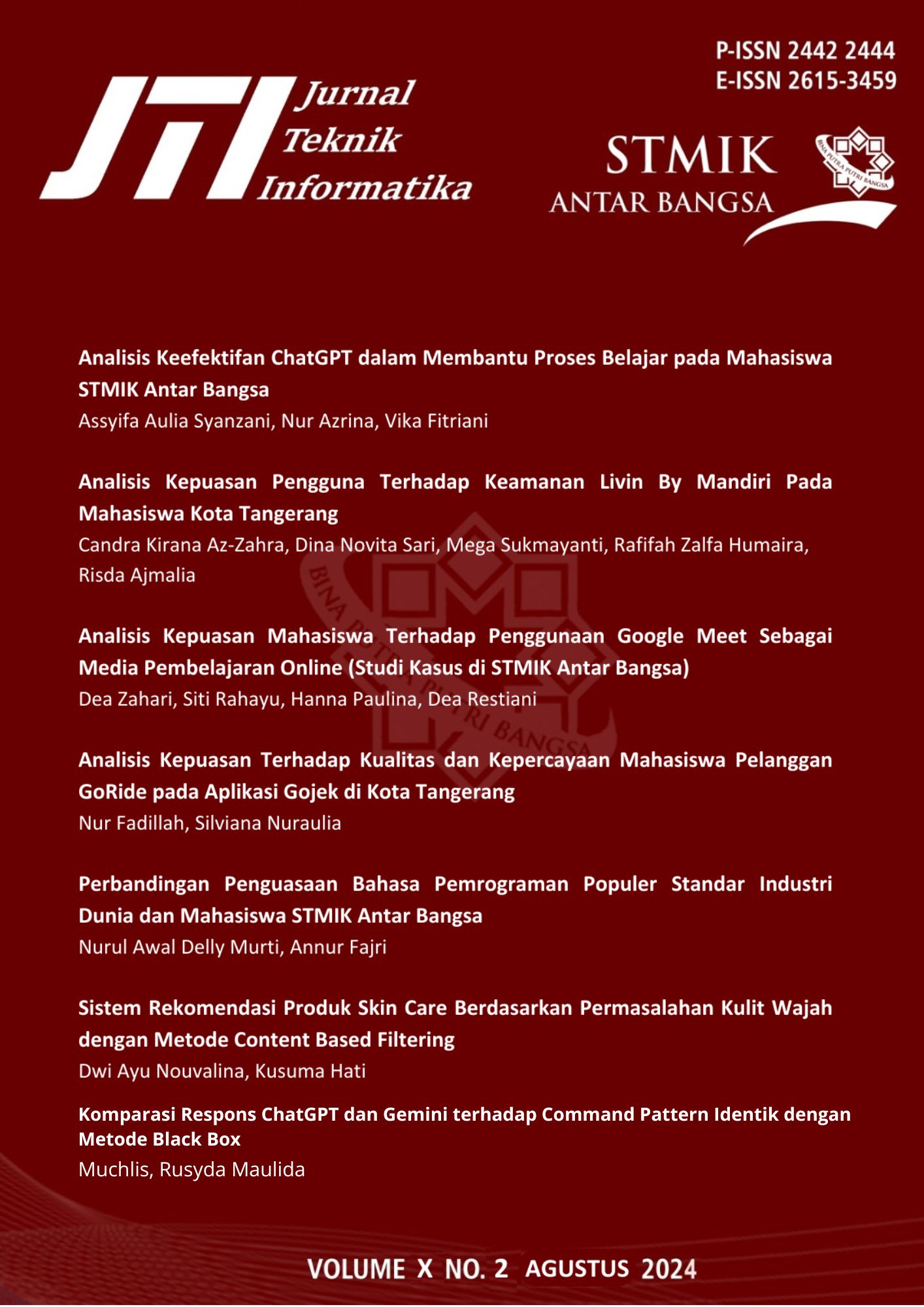 					Lihat Vol 10 No 2 (2024): JTI Periode Agustus 2024
				